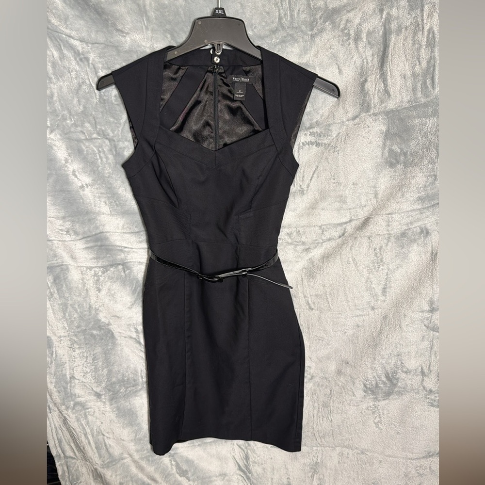 White House black market dress size black dress belt size 2 sweetheart neckline